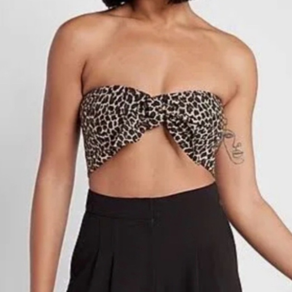 Express Leopard Print Bandeau Top